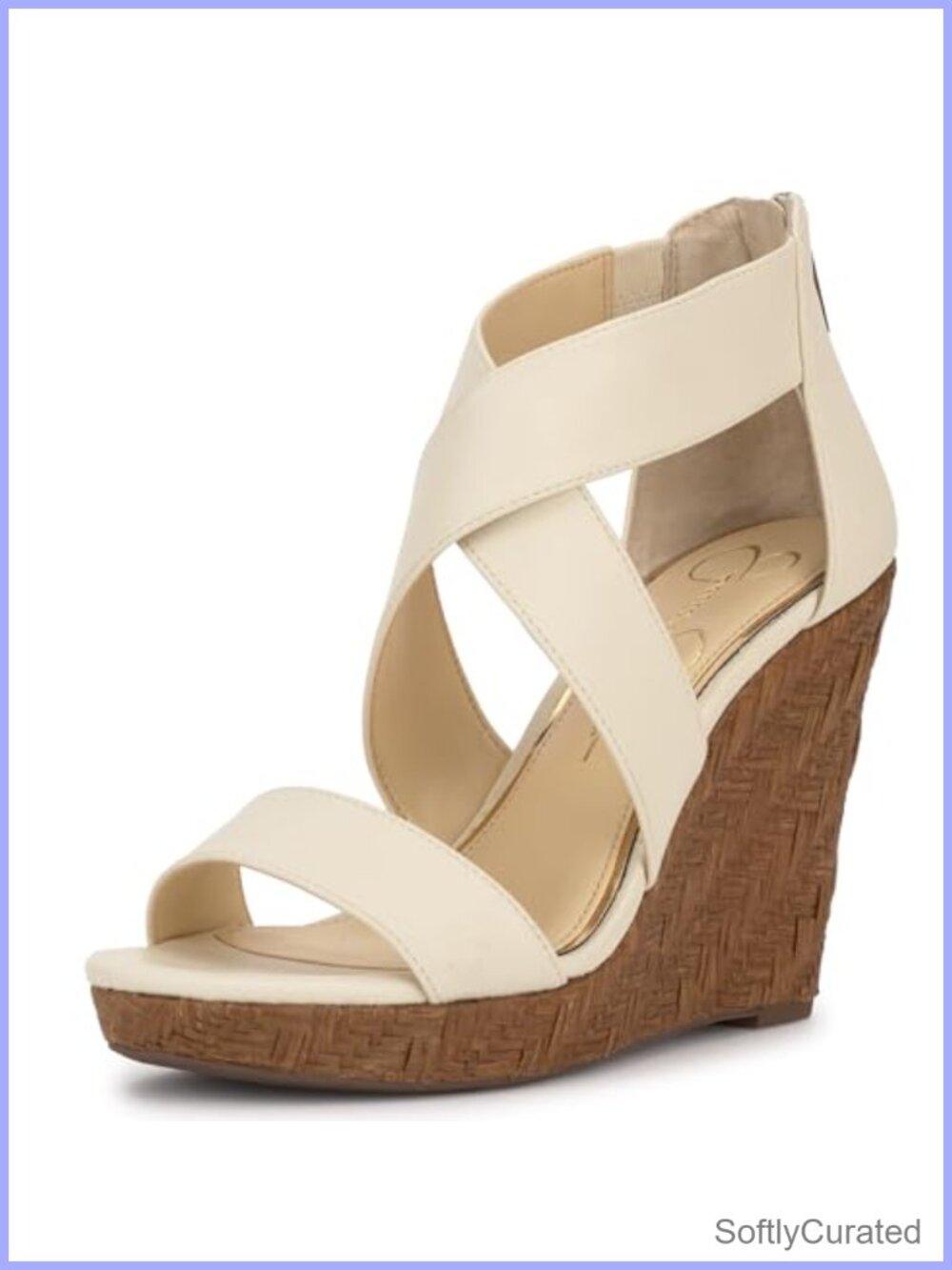 Jessica Simpson Womens Jinxxi Faux Leather Wedge Sandal Memory Foam
